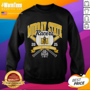 Official NCAA Murray State Racers College World Series 2025 Baseball Sweatshirt in blue with team logo and design.