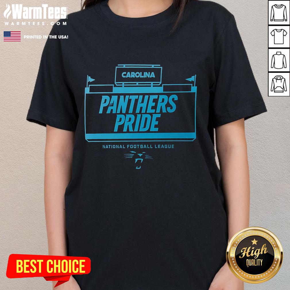 Official NFL Carolina Panthers Pride Ladies Tee showcasing vibrant colors and team logo, perfect for fans celebrating pride.