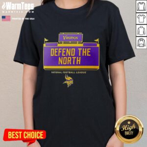 Official NFL Minnesota Vikings Defend The North ladies tee showcasing team spirit and style for female fans.