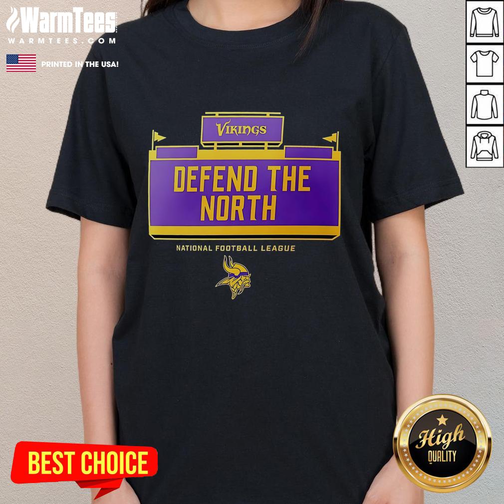 Official NFL Minnesota Vikings Defend The North ladies tee showcasing team spirit and style for female fans.