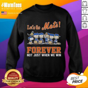 Official Snoopy The Peanuts New York Mets sweatshirt with 'Let's Go Mets Forever' design, perfect for fans.