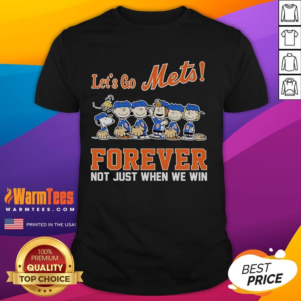 Official Snoopy The Peanuts New York Mets 'Let's Go Mets Forever' T-Shirt for loyal fans, celebrating Mets spirit year-round.