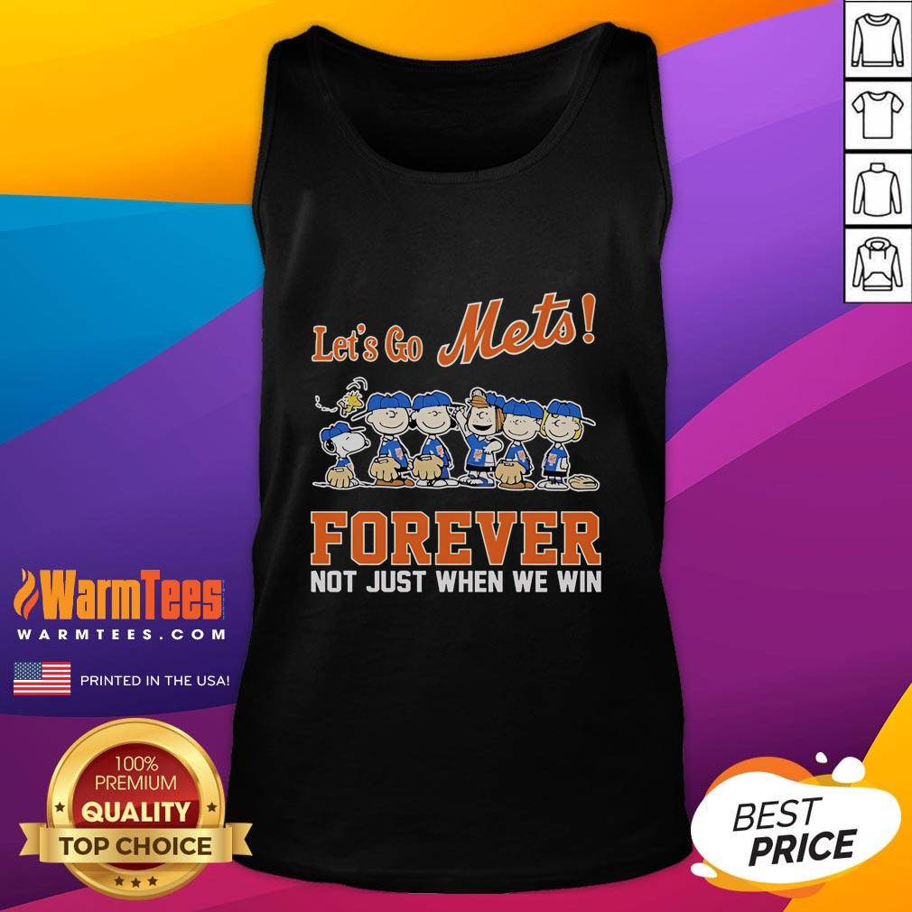 Official Snoopy The Peanuts New York Mets tank top featuring 'Let's Go Mets Forever' design for fans and collectors.