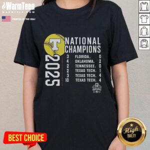 Official Texas Longhorns 2025 NCAA Softball Women's College World Series Champions Schedule Ladies Tee design.