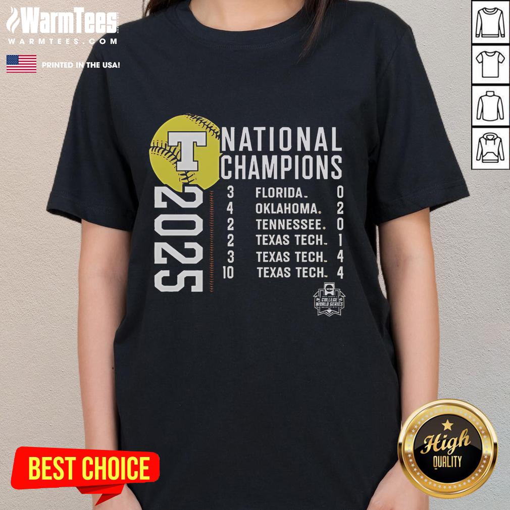 Official Texas Longhorns 2025 NCAA Softball Women's College World Series Champions Schedule Ladies Tee design.