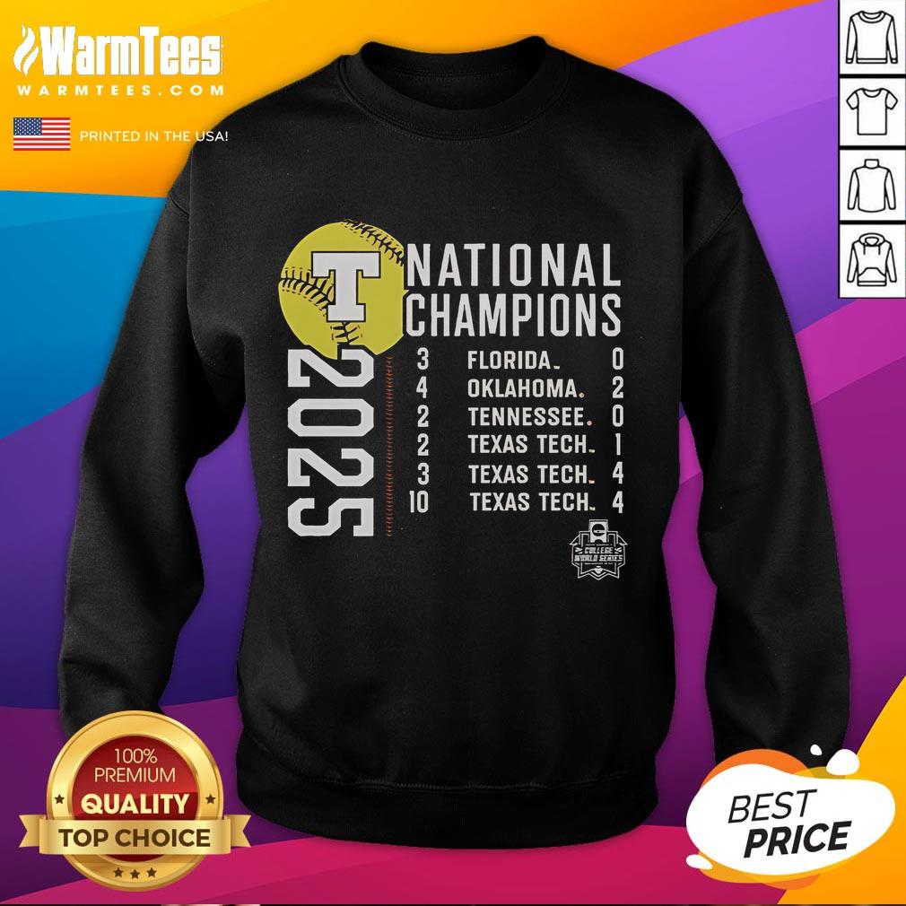 Official Texas Longhorns 2025 NCAA Softball Women's College World Series Champions Schedule Sweatshirt in orange.