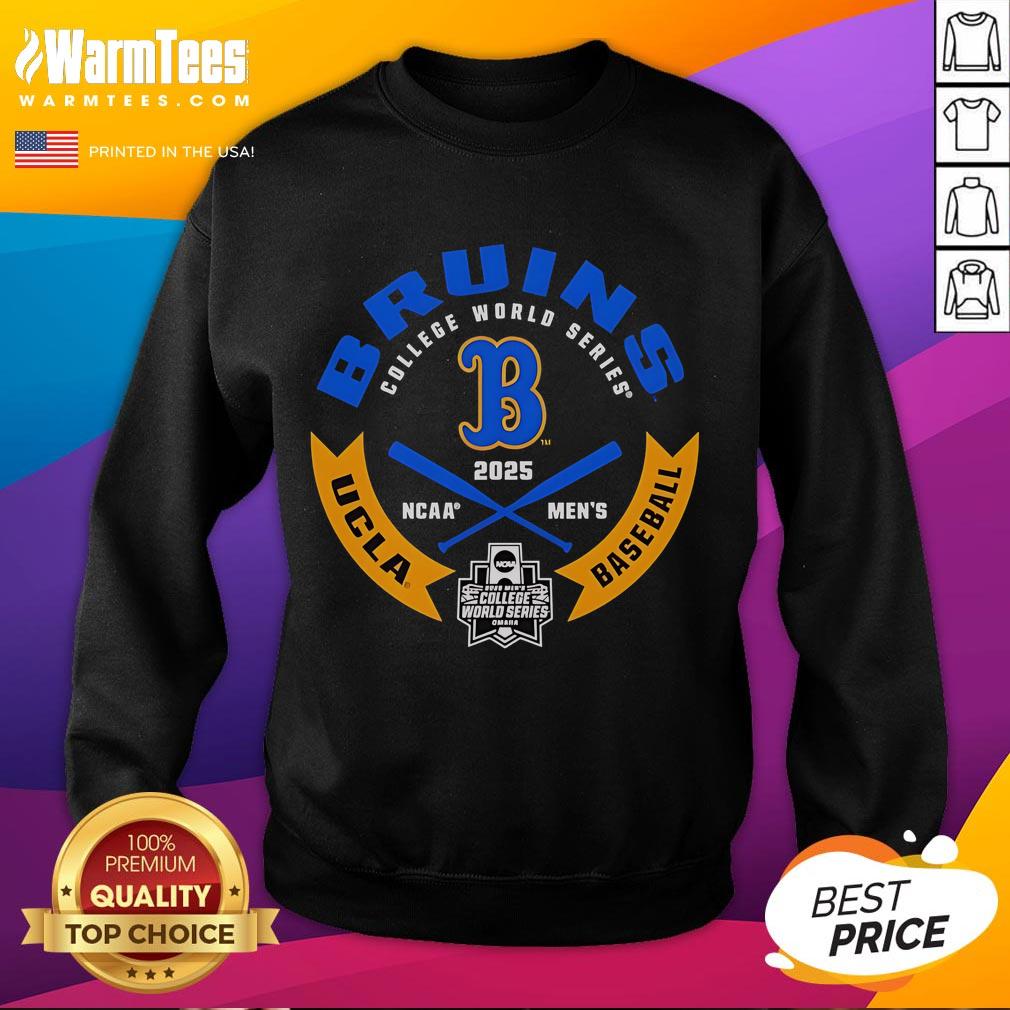 UCLA Bruins College World Series 2025 baseball sweatshirt in blue, featuring the official team logo and sporty design.