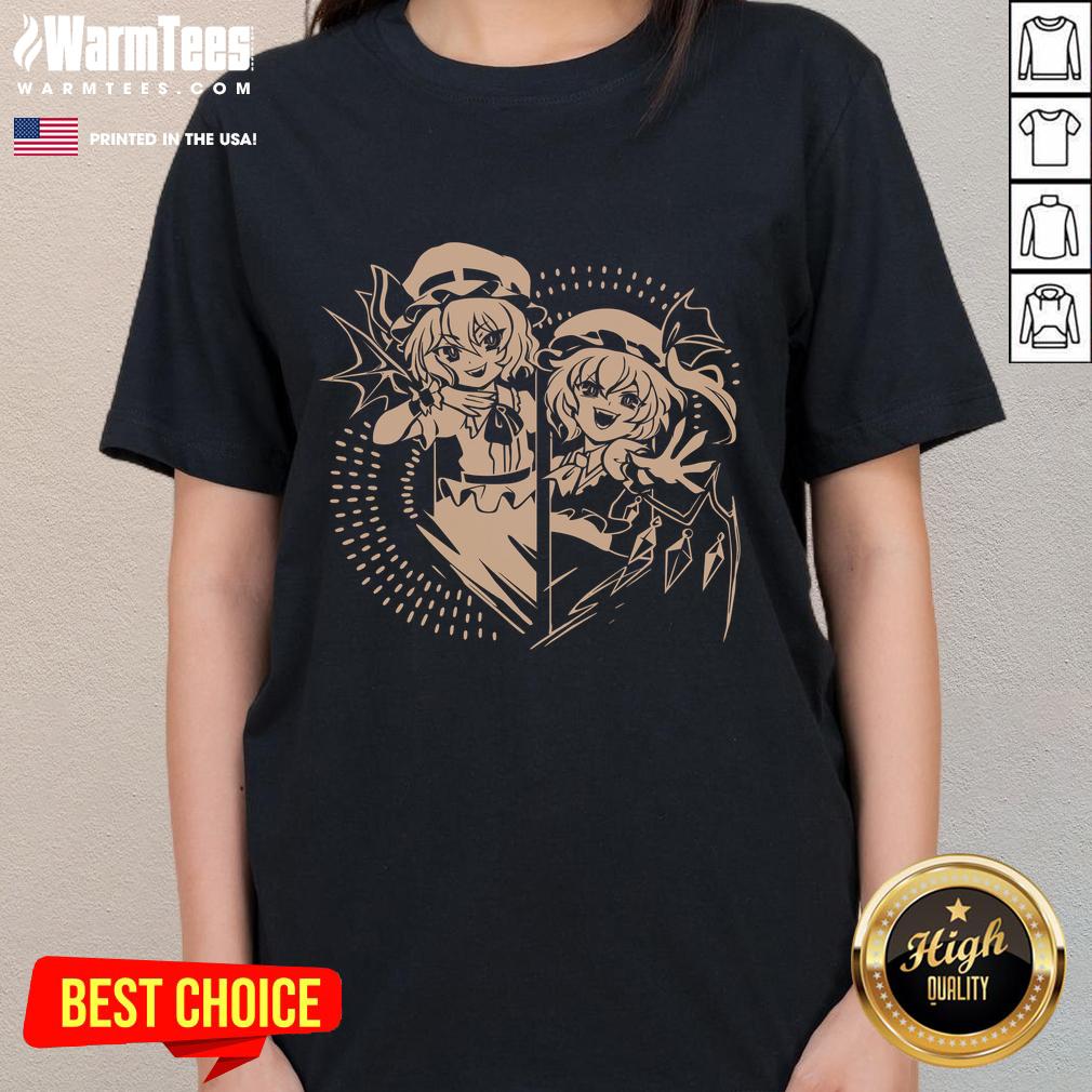 Alt Text: Pretty Remilia Scarlet in Scarlet Chamber, featuring a stylish Touhou Project ladies tee design.