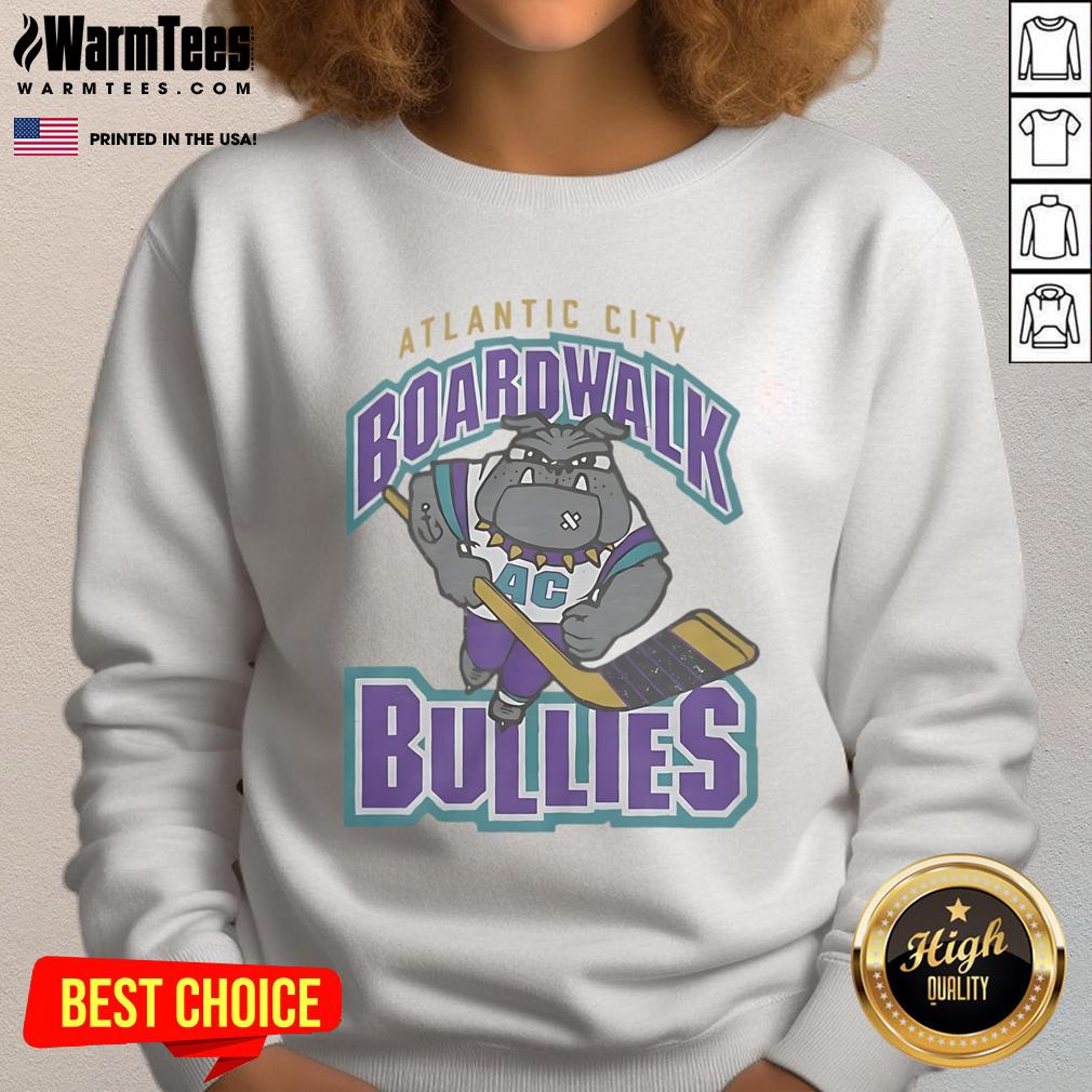 Awesome Atlantic City Boardwalk Bullies 2001 sweatshirt featuring bold graphics and vibrant colors, perfect for fans.