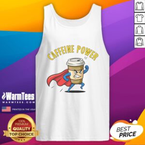 Awesome Caffeine Power Super Man Coffee Tank Top design featuring a vibrant superhero graphic for coffee lovers.