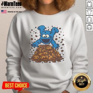 Awesome Cookie Dive Cookies Monster Sweatshirt featuring a colorful graphic of Cookie Monster with cookies, perfect for fans.