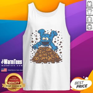 Awesome Cookie Dive Cookies Monster tank top featuring a vibrant design of the iconic character enjoying cookies.