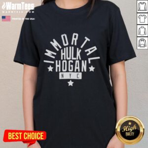 Awesome Immortal Hulk Hogan NYC ladies tee featuring bold graphics and vibrant colors, perfect for wrestling fans.