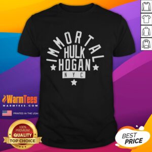 Alt Text: Awesome Immortal Hulk Hogan NYC T-Shirt featuring iconic wrestling design and vibrant colors, perfect for fans.