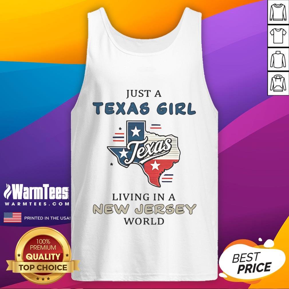 Awesome Texas girl in a New Jersey world tank top, showcasing a blend of southern charm and northern style.