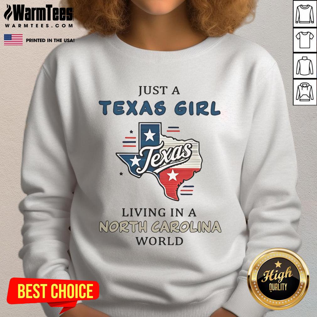 Awesome Texas girl sweatshirt for North Carolina living, showcasing a stylish design perfect for casual wear.