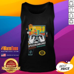 Awesome Mario SGDQ Speedrunning 2025 retro gamer tank top featuring vibrant graphics and a stylish design.