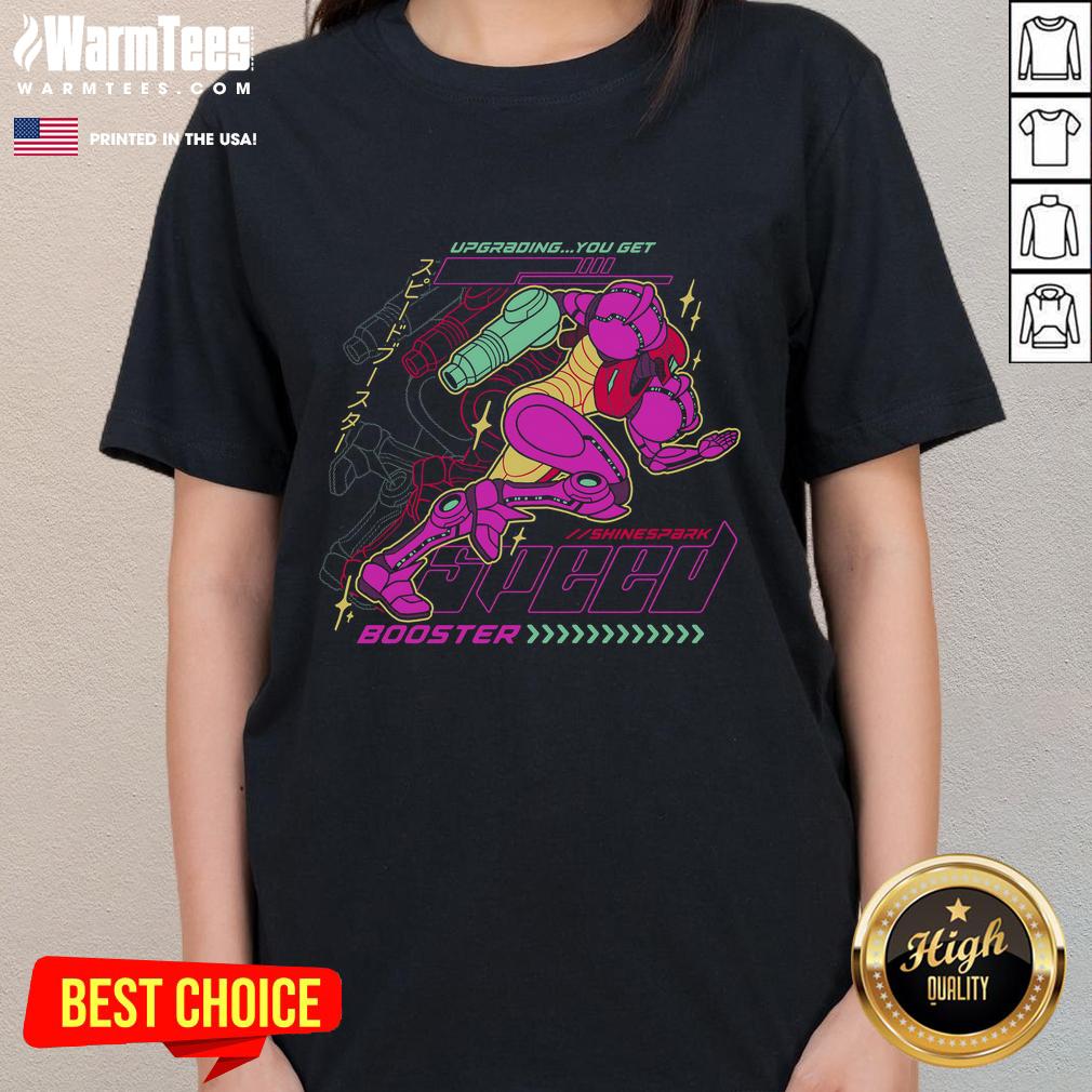 Awesome Metroid Breaking The Barrier Ladies Tee featuring vibrant graphics and comfortable fit for fans of the game.