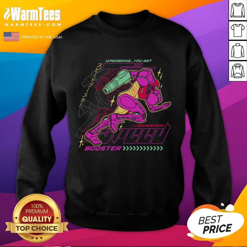 Awesome Metroid Breaking The Barrier sweatshirt featuring vibrant graphics and a unique design for gaming enthusiasts.