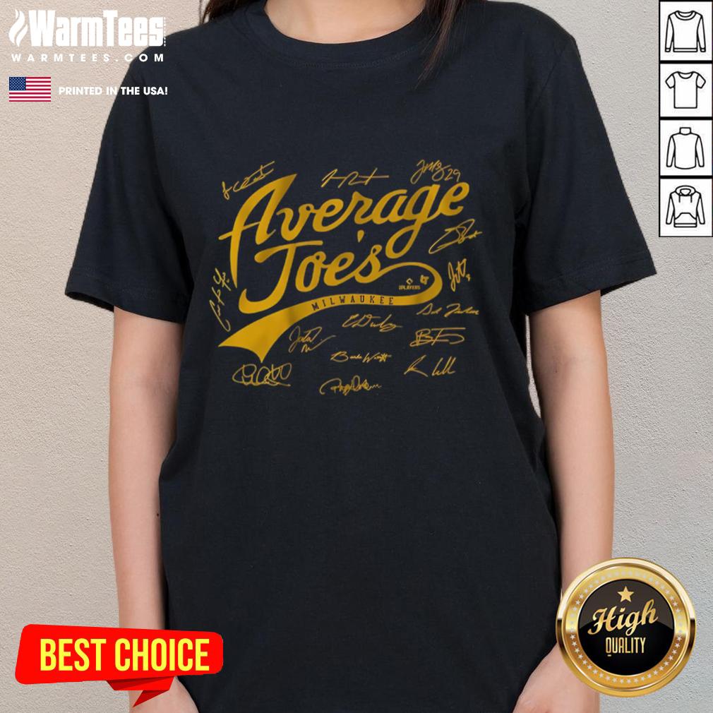 Awesome Milwaukee Baseball 'A Bunch of Average Joes' ladies tee showcasing a stylish design for baseball fans.