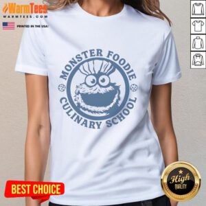 Awesome Monster Foodie Culinary School Cookies Monster Ladies Tee featuring a fun design for food enthusiasts.