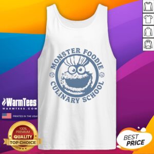 Awesome Monster Foodie Culinary School tank top featuring a playful cookie monster design for food lovers.