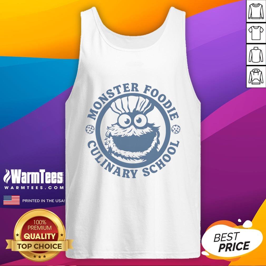 Awesome Monster Foodie Culinary School tank top featuring a playful cookie monster design for food lovers.