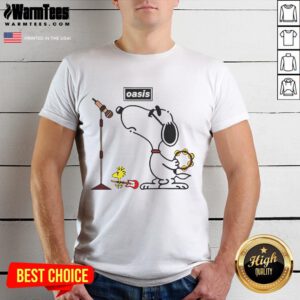 Alt Text: Awesome Oasis Snoopy Woodstock T-Shirt featuring vibrant graphics of Snoopy and Woodstock in a fun design.