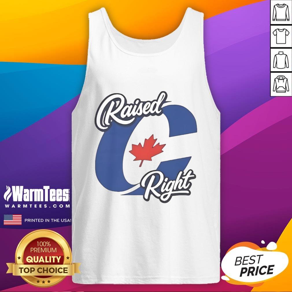 Awesome Raised Right Canada Tank Top in vibrant colors, perfect for summer wear and showcasing Canadian pride.