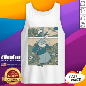 Alt Text: Awesome snakeboarding wizard tank top featuring a vibrant design of a wizard on a skateboard, perfect for casual wear.