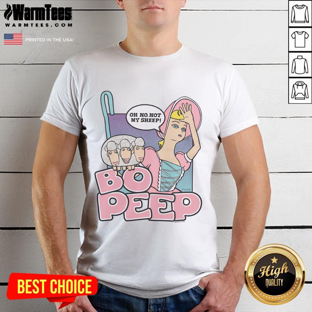 Awesome Toy Story Bo Peep 'Oh No Not My Sheep' T-Shirt featuring Bo Peep with sheep, perfect for fans of Toy Story.