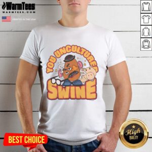 Alt Text: Awesome Toy Story Mr. Potato Head You Uncultured Swine T-Shirt design featuring vibrant colors and playful graphics.