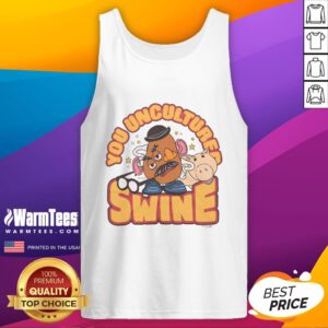 Awesome Toy Story Mr. Potato Head tank top featuring 'You uncultured swine' graphic for fans of the iconic movie.