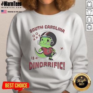 Alt Text: Adorable dinosaur sweatshirt featuring South Carolina Gamecocks design, perfect for fans and cozy style lovers.
