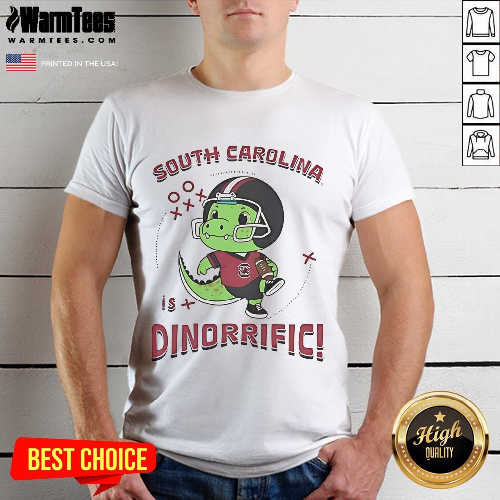 Cute Dinosaur South Carolina Gamecocks Dino-Riffic T-Shirt featuring a playful dino design and team colors.