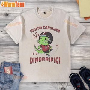 Adorable Cute Dinosaur South Carolina Gamecocks Dino-Riffic washed t-shirt perfect for fans and casual wear.