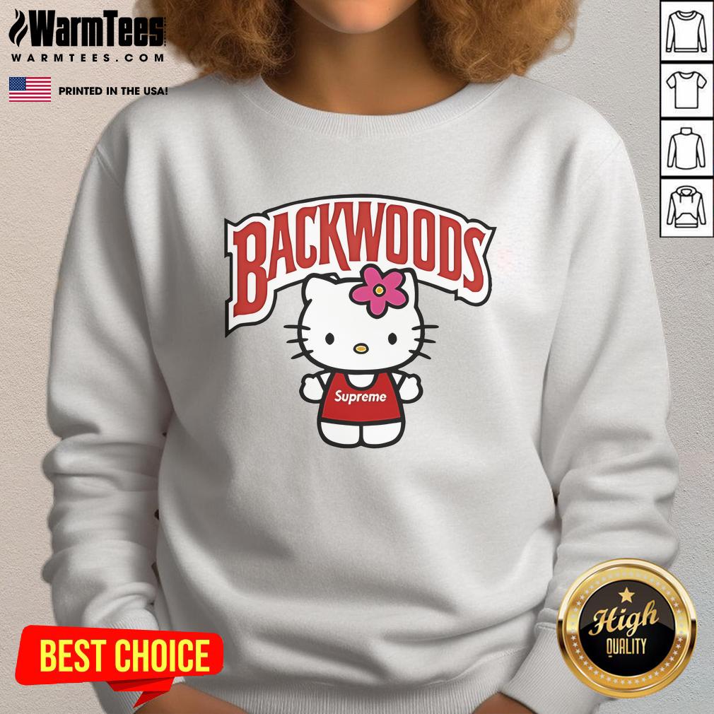 Alt Text: Cute Hello Kitty Backwoods sweatshirt featuring a playful design perfect for casual wear and fans of Hello Kitty.