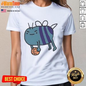 Adorable James Plowright Charlotte Hornets NBA bee art on a ladies tee, perfect for fans of the team and stylish wear.