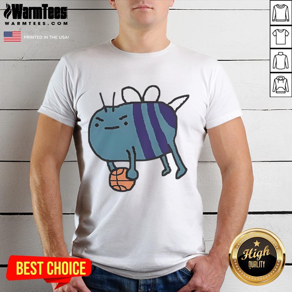 Alt Text: Cute James Plowright Charlotte Hornets NBA bee art t-shirt featuring vibrant colors and a playful design.