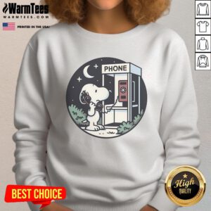 Cute Snoopy doggy phone home sweatshirt featuring a playful Snoopy graphic on a cozy pullover.