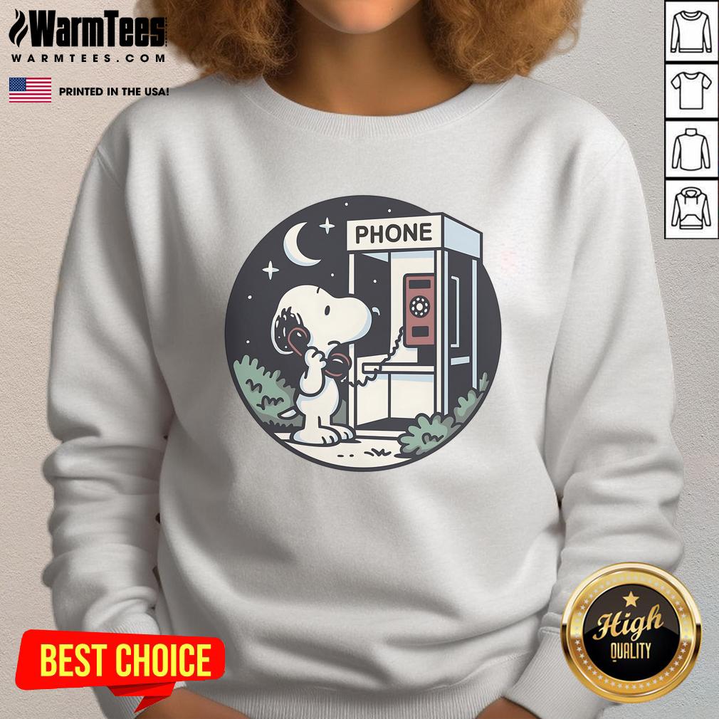 Cute Snoopy doggy phone home sweatshirt featuring a playful Snoopy graphic on a cozy pullover.