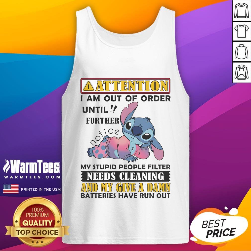 Alt Text: Cute Stitch tank top with Out of Order message, perfect for showcasing your fun style and personality.