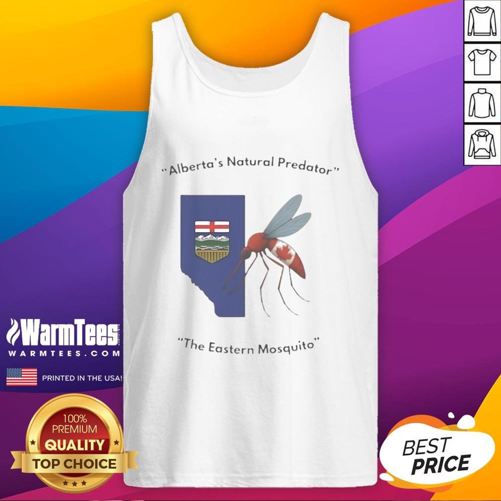 Funny Alberta's Natural Predator Eastern Mosquito tank top design featuring a humorous graphic and vibrant colors.
