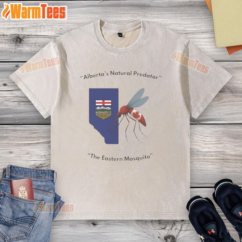 Funny Alberta's Natural Predator T-Shirt featuring the Eastern Mosquito design, perfect for humor and wildlife lovers.
