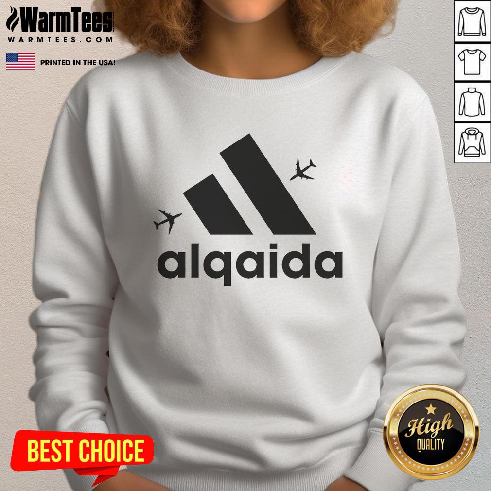 Funny Alqaida 911 logo parody sweatshirt featuring humorous design for unique fashion statement.