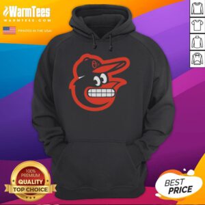Alt Text: Funny grimacing Baltimore Orioles logo hoodie featuring a playful oriole design for baseball fans.