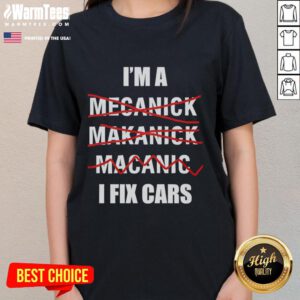 Funny I'm A.I. Fix Cars Ladies Tee featuring humorous car repair design for women who love automotive humor.