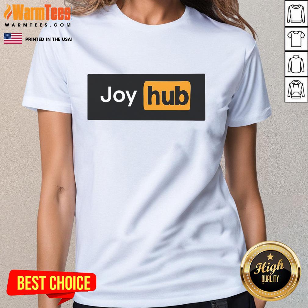 Funny Joy Hub Typo Ladies Tee featuring a humorous graphic design, perfect for casual wear and making a statement.