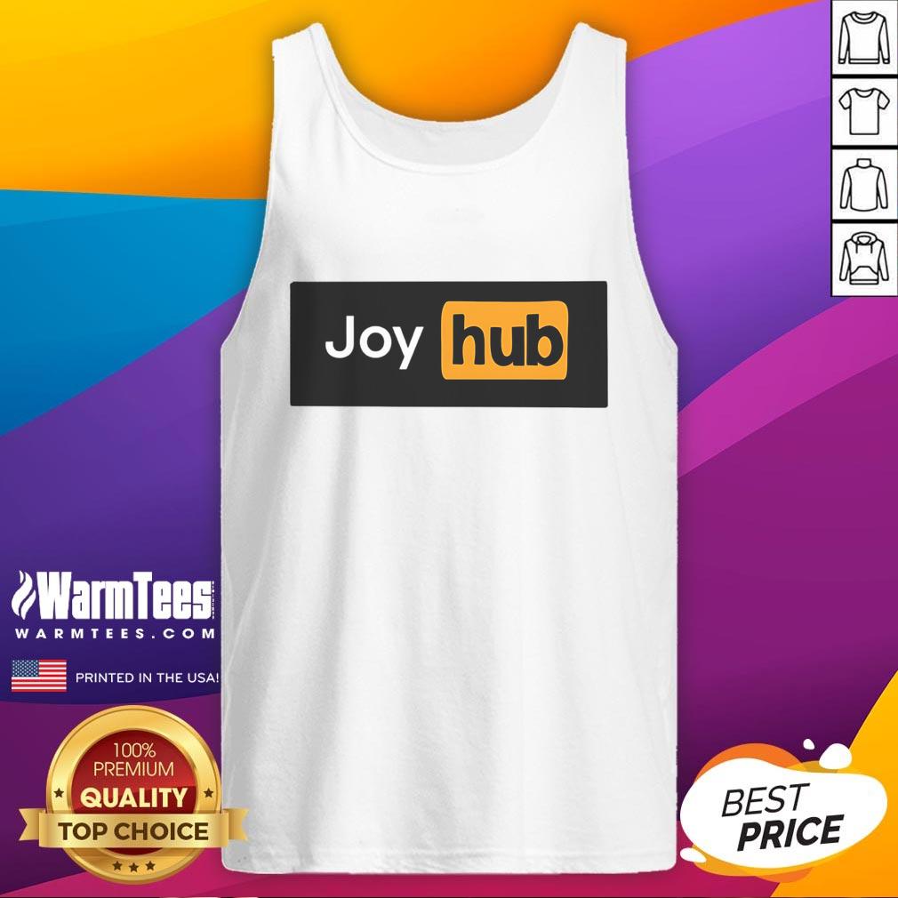 Funny Joy Hub Typo Tank Top featuring a humorous graphic design, perfect for casual wear and showcasing a playful style.