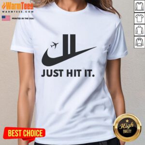 Funny Just Hit It 911 logo parody on a women's tee, featuring a playful design perfect for casual wear.